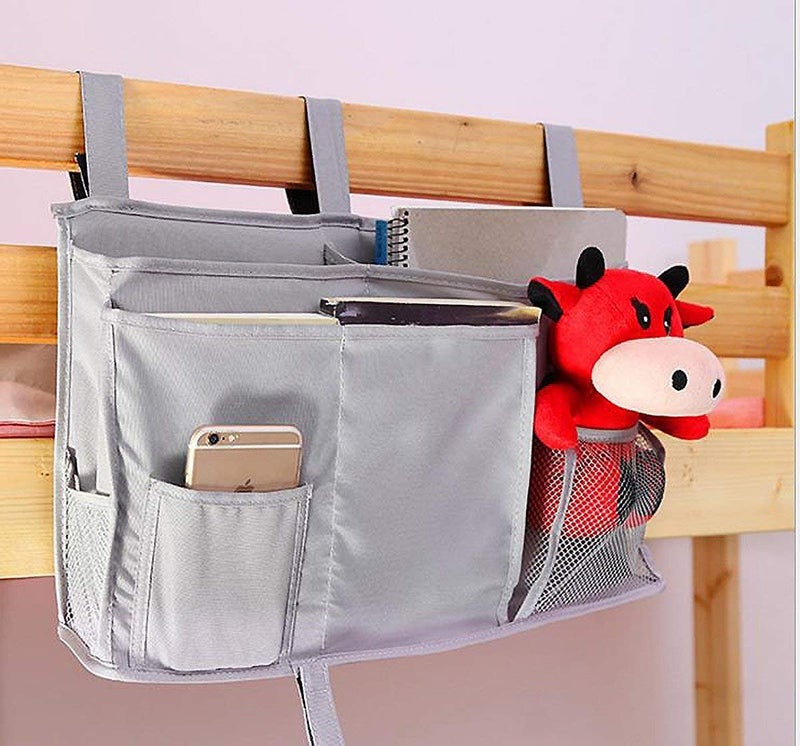 Sugaroom Bunk Bed Organizer - Bedside Storage Caddy with Pockets for College Dorm, Hospital, Baby Bed & Camp (Grey) - Image 2